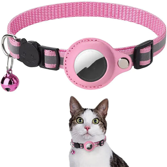 Reflective Collar with Bell and Airtag Holder
