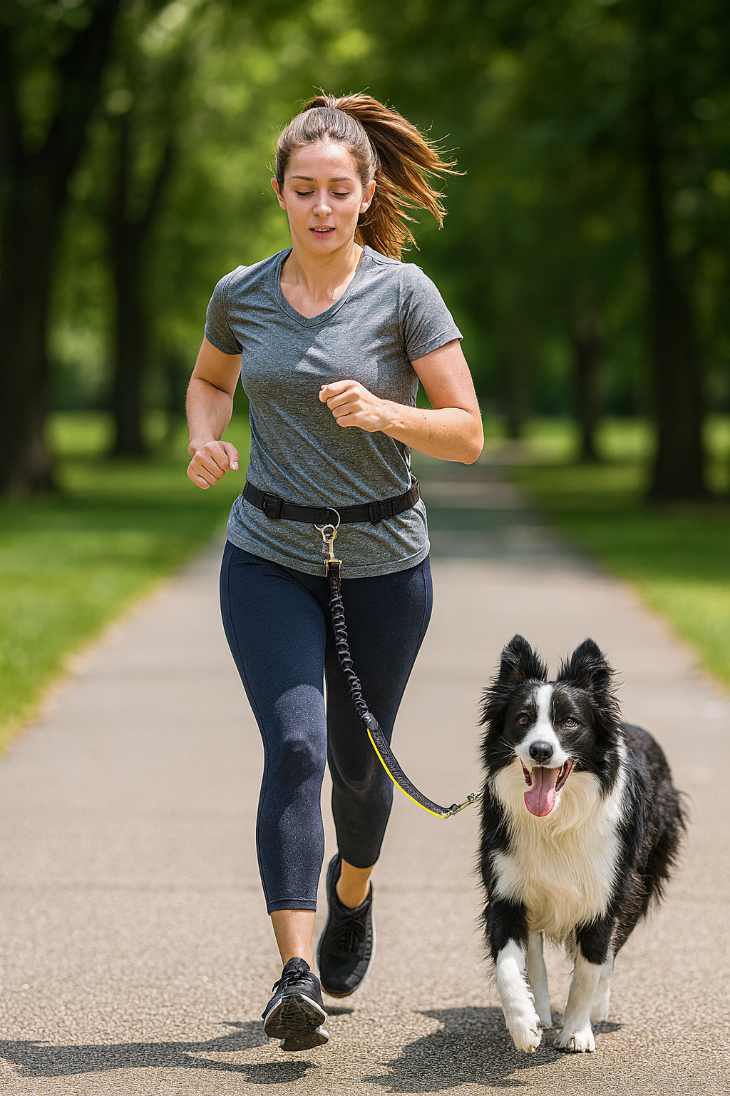 Dog Walking Belt with Detachable Shockproof Leash