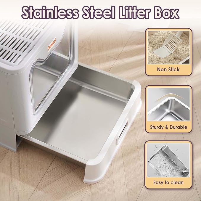 Premium Stainless Steel Foldable Cat Litter Box