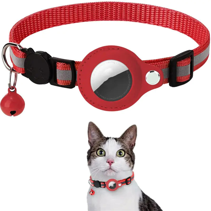 Reflective Collar with Bell and Airtag Holder