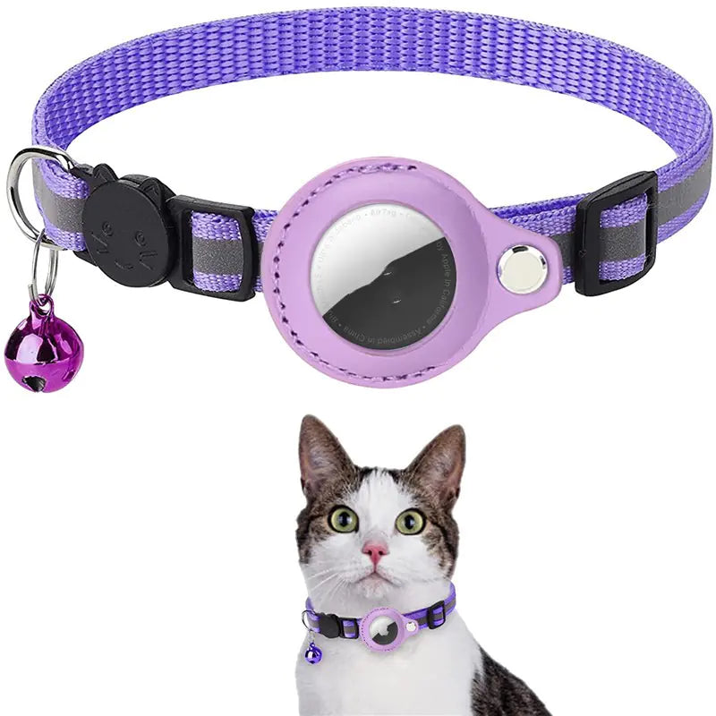 Reflective Collar with Bell and Airtag Holder